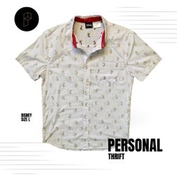 Disney Mickey Mouse Men’s Shirt Short Sleeve Button Down Size Large