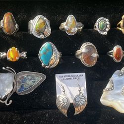 Sterling Silver Rings Opal Turquoise 