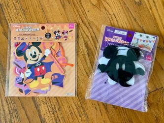 Daiso x Mickey Mouse Head Ghost Halloween Felt Garland Set Disney Party Decor