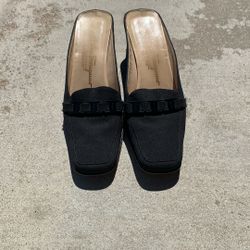 square toe mules/heels
