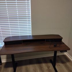 Adjustable Sit Stand Desk with Riser & Drawers
