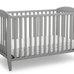 Brand New Delta Children Gray Convertible Crib Taylor 4-in-1 Toddler Full Size Bed