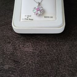 Beautiful Opal And Pink Sapphire Necklace