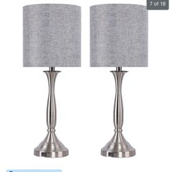 2 Brand New Silver Lamps With USB Charging Ports Retails $89.99