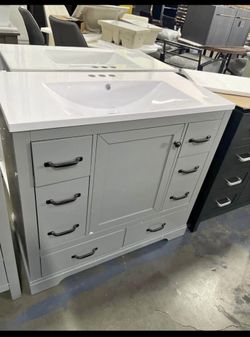 Assembled New 36" Bathroom Vanity with Sink Free Standing Single Basin Vanity Set with 6 Drawers