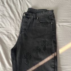 Black Chrome Heart Jeans