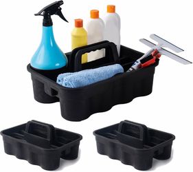 Matthew 3 Pack Large Plastic Tote Tool & Deluxe Supply Cleaning Caddy with Handle Portable Shower Basket Storage Caddy for Cleaning Products,Take-Out 