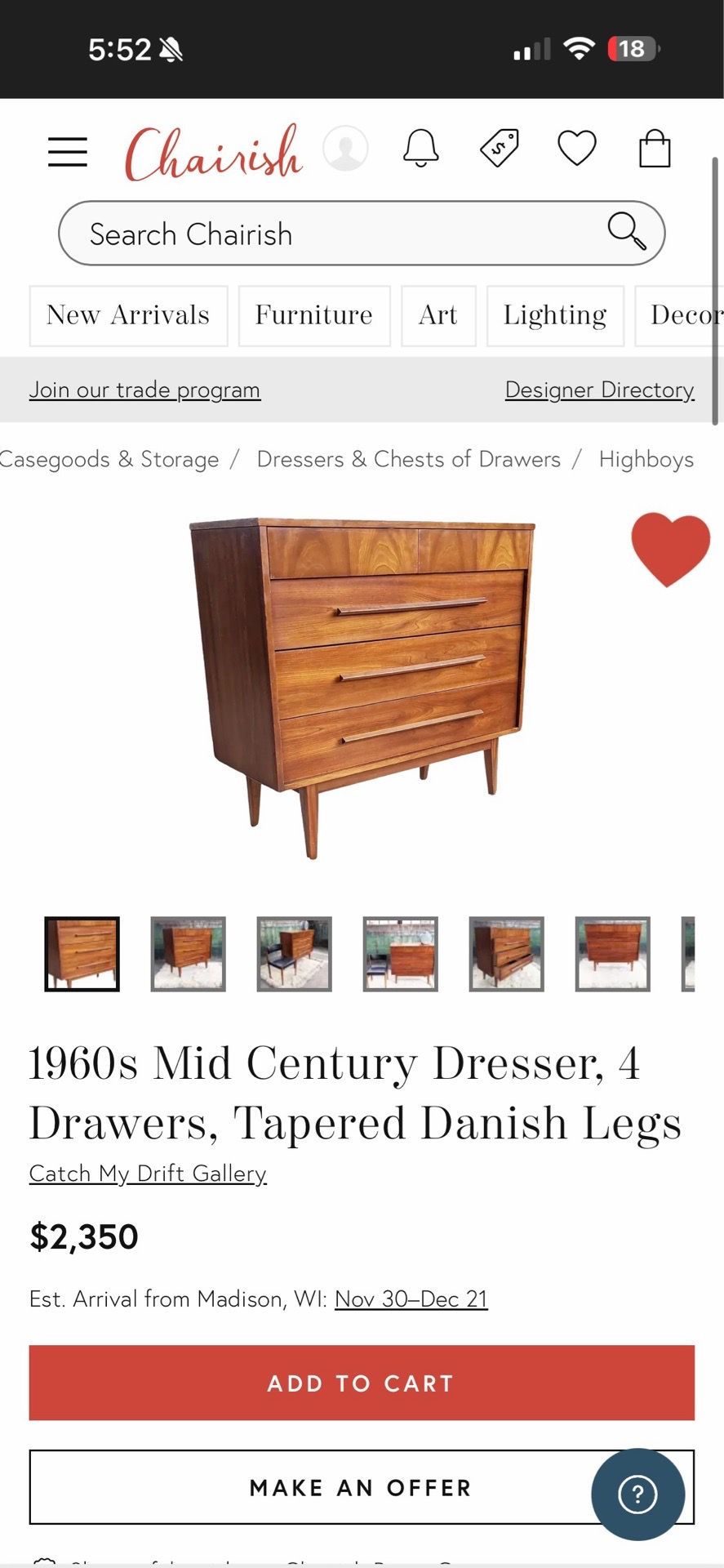 MCM Dixie Danish Modern 60’s Dresser