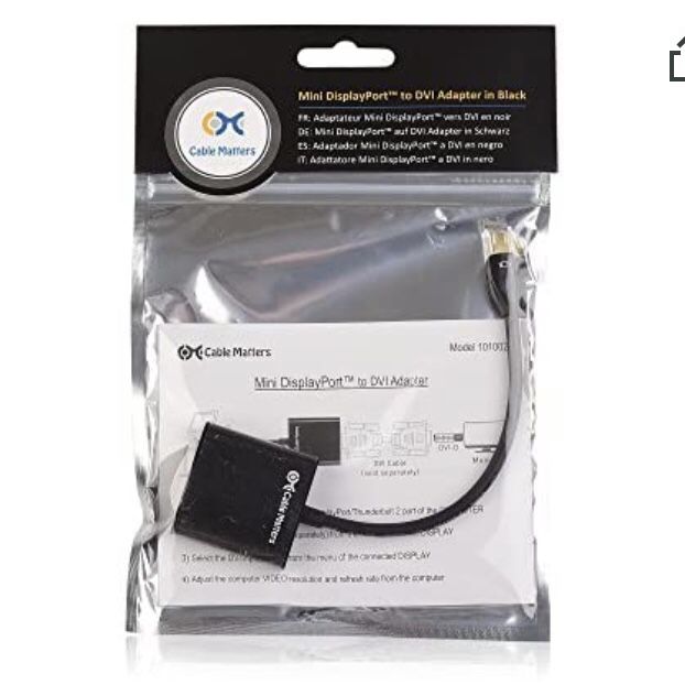 Cable Matters Mini DisplayPort to DVI Adapter (Mini DP to DVI) in Black - Thunderbolt and Thunderbolt 2 Port Compatible