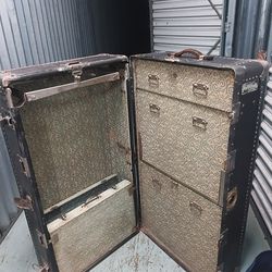 19th century early 20th century wardrobe Hartman  steamer custom trunk