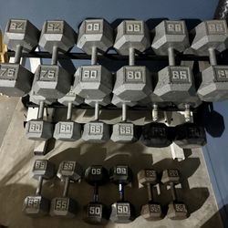 1150lbs Of Dumbbells, Rack And Bench