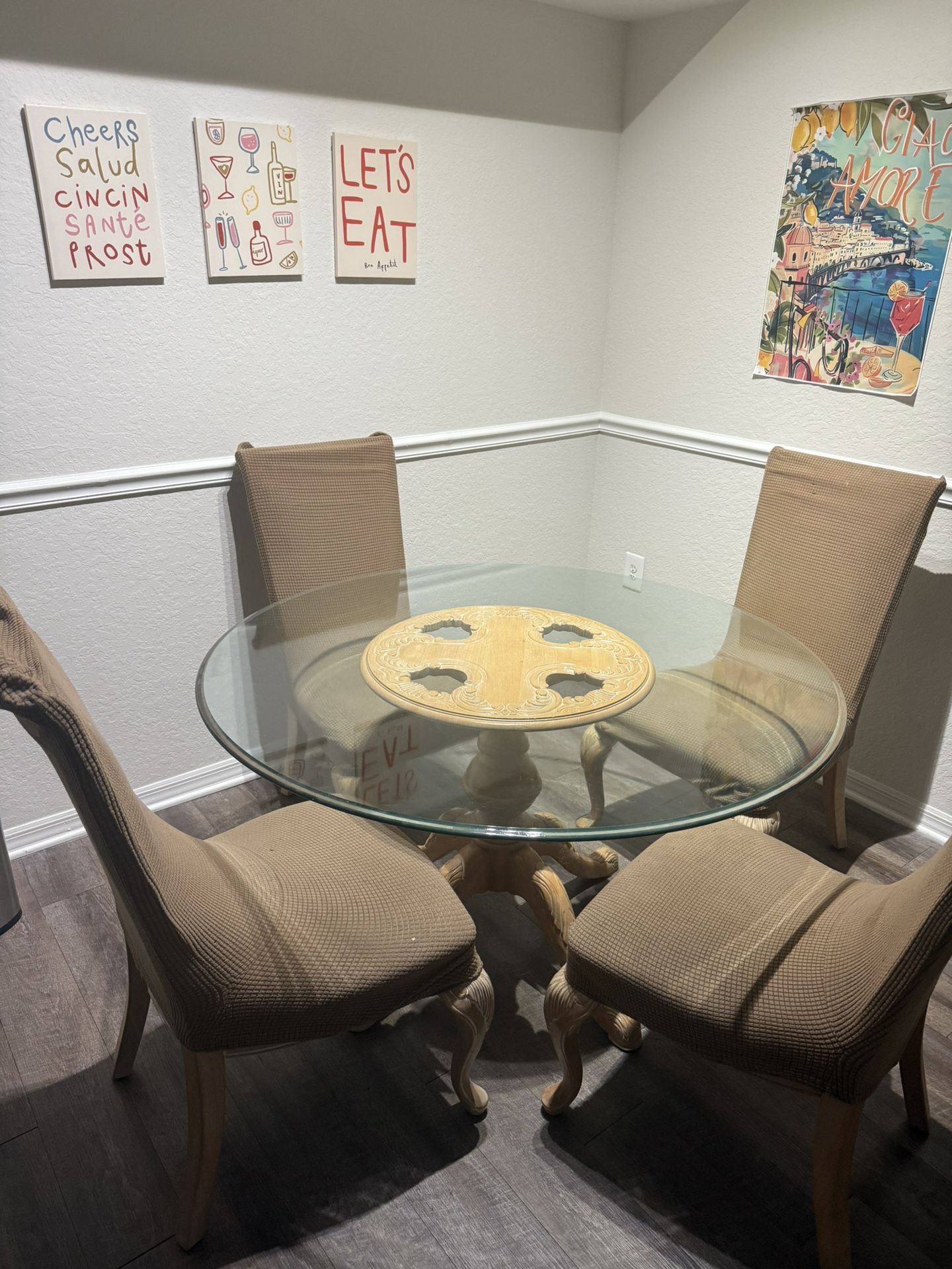 Glass Dining Table And 4 Chairs