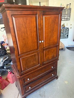 Wood Armoire with Drawers