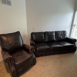 Genuine Leather Couch and Chair