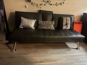 Black leather futon