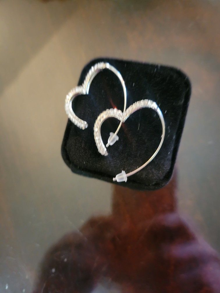 Moissanite SILVER HEART Earrings