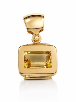 18k solid yellow gold Natural 1 Ct yellow Citrine Emerald cut stone lady’s charm pendant
