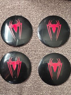 4 56mm Spider spiderman adhesive back rim center cap aluminum decals SHIPPING AVAILABLE