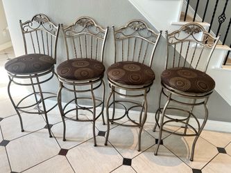 Four Tall Swivel Cushioned Steel Barstool