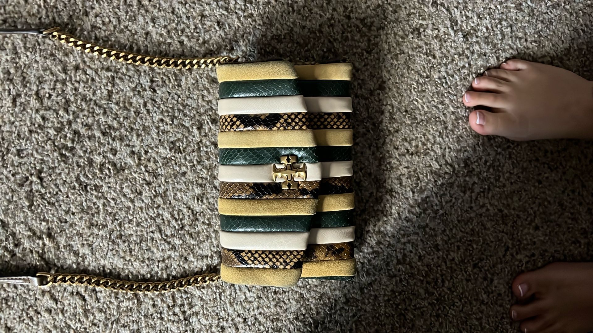 Tory Burch Women’s Kira Stripped snake Bag 