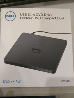 Brand New Dell External USB Ultra Slim DVD +/- RW ReWritable Burner DW316 RKR9T