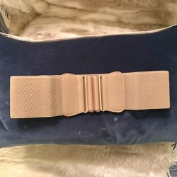 Women's elastic belt, ideal for dresses and skirts, one size, cream color