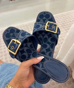 Denim kitten heels
