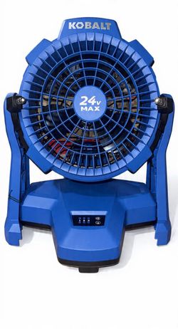 Kobalt 7-in High Velocity Indoor/Outdoor Misting Floor Fan, Battery Powered, in Blue