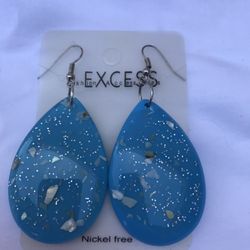 NEW Beautiful EXCESS Turquoise Resin Drop Earrings 