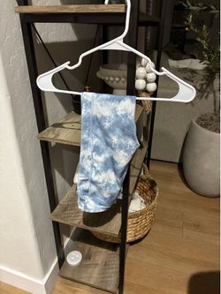 90 Degree by Reflex Girls Blue Cloud Tie Dye Leggings - Size S (7/8)
