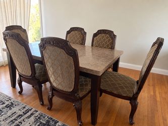 Marble dining table and chairs