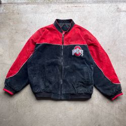 Vintage 90’s Ohio State Buckeye Suede Leather Bomber Jacket