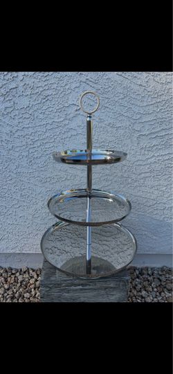 3-Tier Chrome Metal Serving Stand