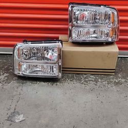 Amber Corner Chrome Headlights For 2005 2006 2007 Ford F250 F350 F450Super Duty