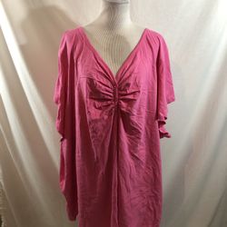 Roaman’s Pink Short Sleeve Top With 2 Buttons - Womens 6X, NEW, Bust 37”, length 32.5”