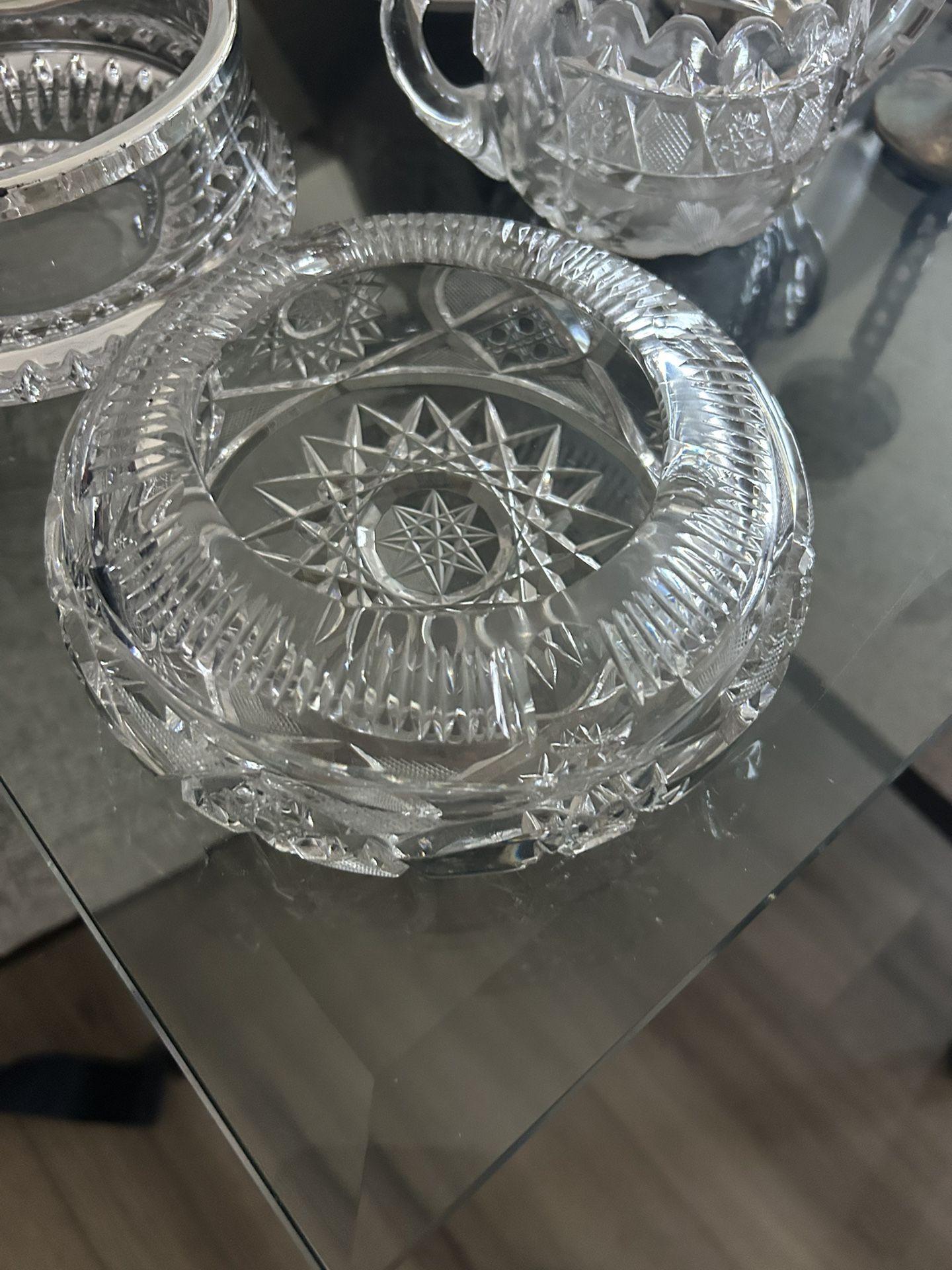 Antique American Brilliant Cut Crystal Ashtray: Vanity Trinket Dish, USA 1(contact info removed)