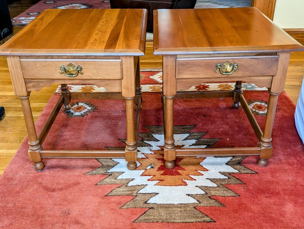 2 traditional, vintage, oak end tables
