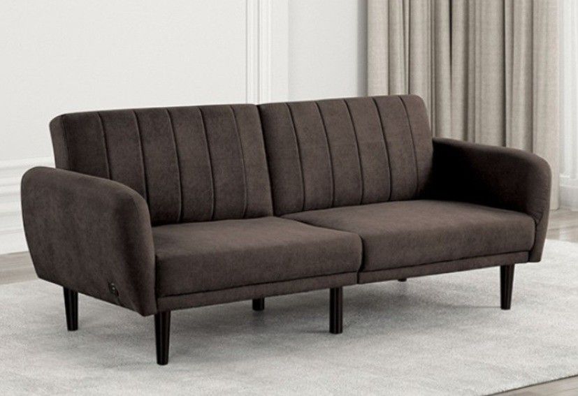 Brand New Dark Grey Futon Sofa Sleeper