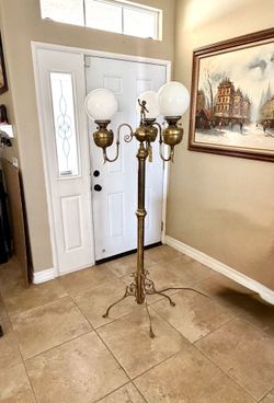 Antique Brass 3-Light Cherub Floor Lamp