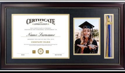 GraduatePro 11x22 Diploma Picture Frame with Tassel Holder for 8.5x11 Document/Certificate & 5x7 Pho