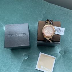 NEW—Michael Kors Runway Ladies Watch MK4269¦Tortoise Twist Rose Gold Tone¦Chain