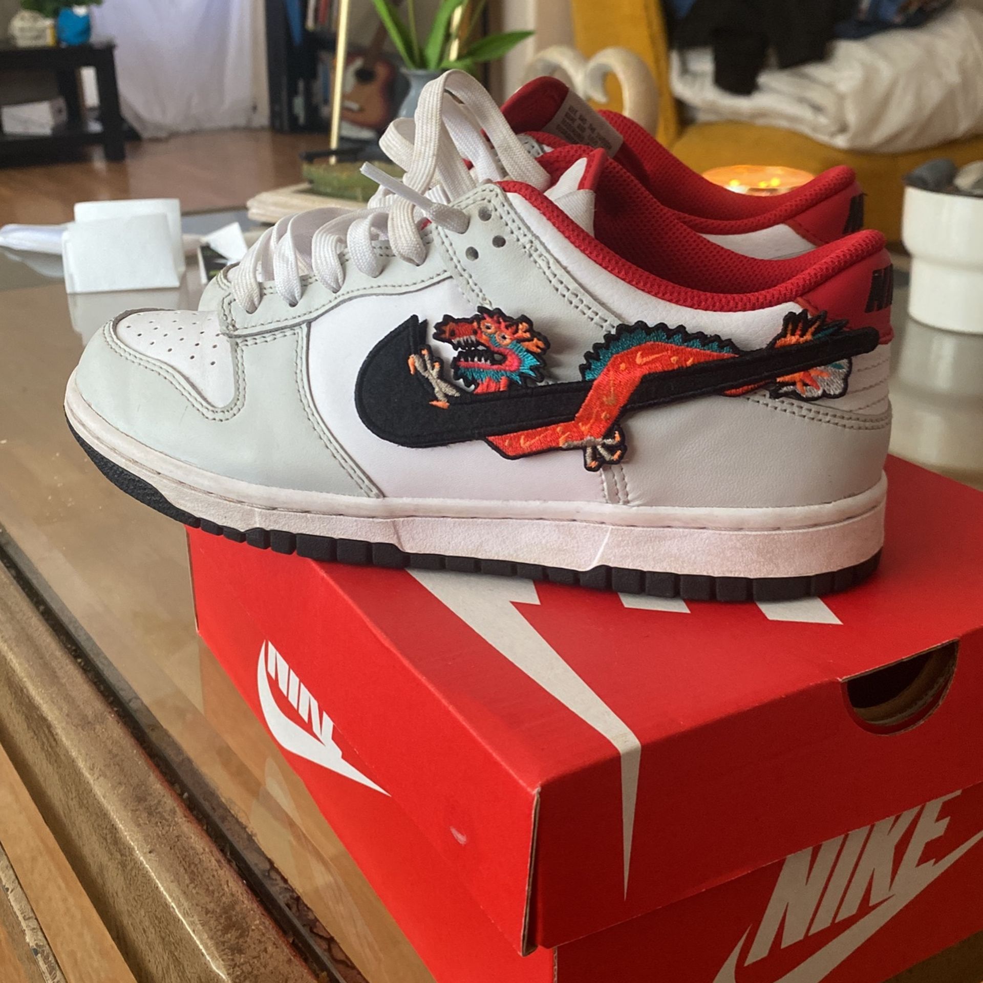 Nike Dunk Low - Boys Sz 6.5 White And Red