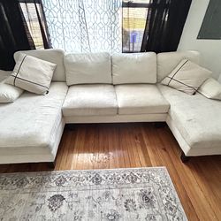 U-Shaped Sectional Sofa Couch, 4 Seat Sofa Set with Double Chaise