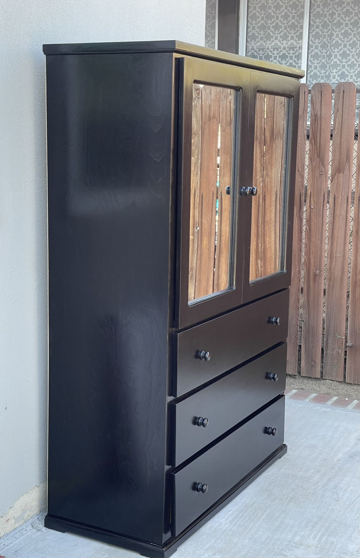 Solid Wood Black Wardrobe Closet