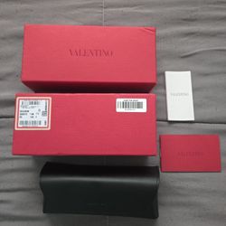 Valentino Black And Red Sunglasses Glasses Case And Box With Papers New