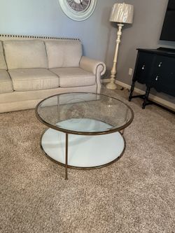 Round Glass Table, Gold