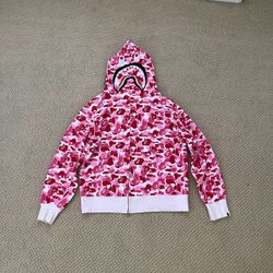 BAPE Shark Full-Zip Hoodie Pink Camo