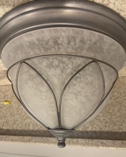 Frosted White Glass With Metal Lamp