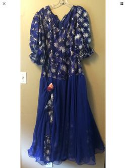 Purple Blue Floral Lace Ruffle Handmade FLAMENCO Dance Costume DRESS Sz 8