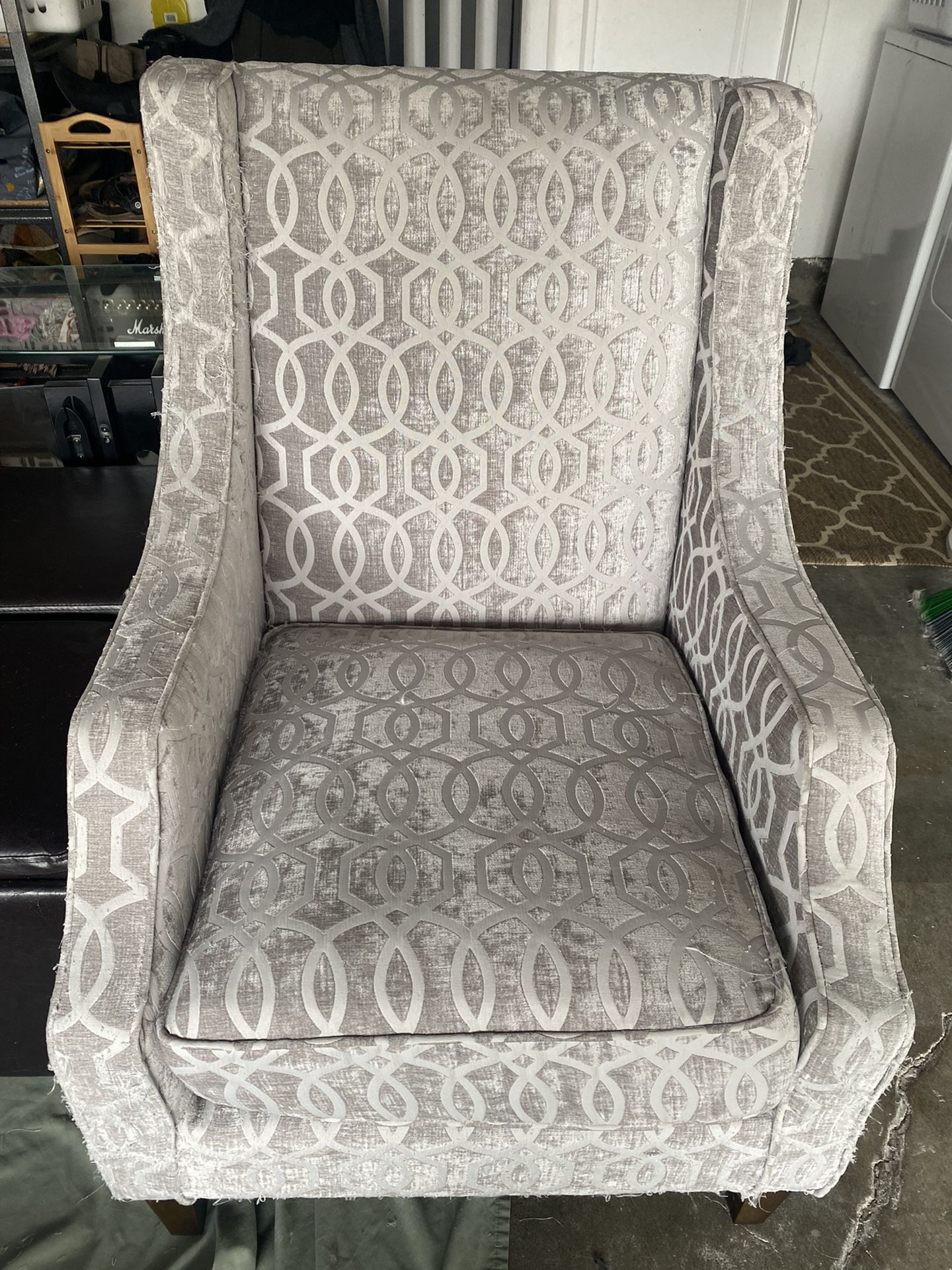 Gorgeous Silver Wingback Chair 